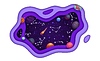 Papierschnitt-Galaxienlandschaft mit Sternenkonstellation | Stock Vektrografik