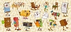 Vector clipart: Cartoon groovy furniture and appliances characters