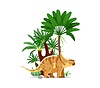 Vector clipart: Dinosaur, cartoon prehistoric Pachyrhinosaurus
