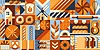 Vector clipart: Geometric bread and pastry mosaic retro pattern