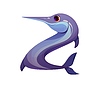 Cartoon underwater font swordfish letter Z