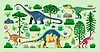 Vector clipart: Cartoon prehistoric dinosaurs and Jurassic lizards