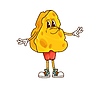 Cartoon groovy cheese character in red pants