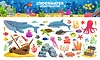Мультяшный набор конструкторов для создания подводного морского пейзажа