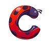 Vector clipart: Ladybug cartoon font typeset letter C
