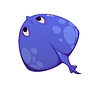 Cartoon underwater font stingray animal letter Q