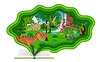 Vector clipart: Opened book with paper cut dinosaur characters