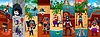 Vector clipart: Cartoon pirate, corsair ghost characters collage