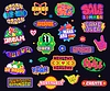 Y2k retro funky groovy stickers and labels patch | Stock Vector Graphics