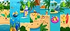 Vector clipart: Funny italian pasta characters on summer vacation