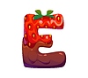 Vector clipart: Candy dessert font type, strawberry in chocolate