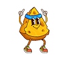 Cheese groovy cheerful character on fitness