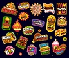 Vector clipart: Retro fast food groovy hippie y2k stickers
