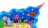 Вырезанный из бумаги подводный пейзаж с морскими животными | Векторный клипарт
