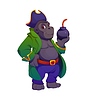 Cartoon gorilla animal pirate holding lit bomb | Stock Vector Graphics