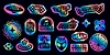 Iridescent holographic y2k stickers, retro labels