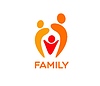 Family icon featuring two adult embracing child | Stock Vector Graphics