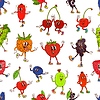 Groovy funny berry characters seamless pattern