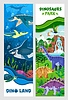Vector clipart: Dino park paper cut banners with funny dinosaurs