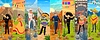 Vector clipart: Mexican people cartoon characters collage
