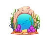 Vector clipart: Game magic portal, underwater sea gate or door