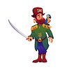 Cartoon pirate corsair character with parrot