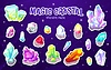 Magic quartz crystals and gem stones stickers pack