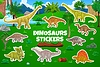 Cartoon prehistoric dinosaur animals stickers