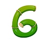 Garden bamboo branch font, typeset digit 6 six