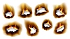 Realistic burn paper holes with fire flames | Stock Vector Graphics