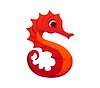 Letter s kids sea animal alphabet as red seahorse