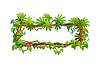 Jungle tropical forest liana green leaves frame