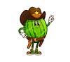 Cartoon groovy watermelon cowboy ranger, sheriff