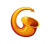 Cartoon musical font letter G as shiny saxophone