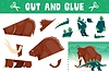 Cut and glue game with dinosaur and mammoth | Stock Vector Graphics
