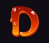 Flowing honey cartoon font typeset letter D