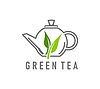 Green herbal tea icon with teapot and green leaves | Stock Vector Graphics
