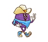 Vector clipart: Cartoon groovy plum fruit cowboy, sheriff, ranger