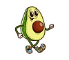 Vector clipart: Avocado half with seed groovy cheerful character