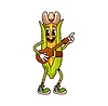 Vector clipart: Cartoon groovy corn cob cowboy playing guitar