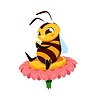 Vector clipart: Cartoon honey bee character sitting on flower
