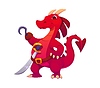 Vector clipart: Cartoon pirate dragon character with hand hook