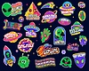 Vector clipart: Alien and UFO y2k space galaxy groovy stickers