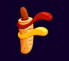 Vector clipart: Fast food hotdog meal cartoon ABC font letter F