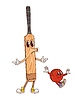 Vector clipart: Cricket sport club and ball groovy funny character