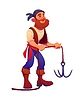 Vector clipart: Cartoon pirate corsair character, grappling hook