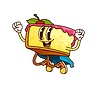 Vector clipart: Cartoon groovy cheesecake superhero fast food cake