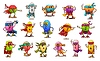 Vector clipart: Cartoon groovy vitamin characters superheroes