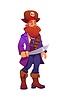 Vector clipart: Cartoon pirate corsair character holding sword