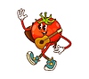 Vector clipart: Cartoon groovy tomato cowboy and bandit vegetable